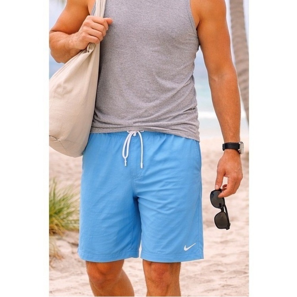 Nike Swim Solid‎ Icon 5" Volley  Board Shorts Mens 3XL Tall Aqua Blue Mesh Lined